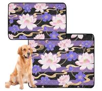 3 Pack Dog Pee Rug Dog Pee Pads Washable Anti Slip Mat for Lawn 20x24in Golden Flowers with Purple Stripes