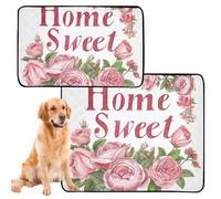 3 Pack Dog Pee Rug Dog Rugs Washable Anti Slip for Beach 20x24in Sweet Home Floral Peach Green White