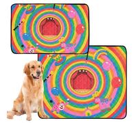 3 Pack Dog Pee Rug Large Washable Pee Pads for Dogs Anti Slip for Travel 20x24in Rainbow Circus Pattern