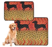 3 Pack Dog Pee Tray Indoor Dog Pee Blankets Washable Anti Slip Rug for Car and Airplane 20x24in Dachshund Red