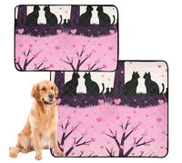 3 Pack Dog Pee Tray Indoor Large Washable Pee Pads for Dogs Anti Slip Rug for Car Seat 20x24in Valentine Cat Silhouette