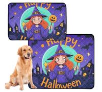 3 Pack Dog Pee Tray Indoor Washable Dog Rug Anti Slip Floor Mat for Sofa 20x24in Happy Halloween Cartoon Cute Witch