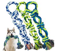 [3 Pack] Dog Rope Toys for Aggressive Chewers, Nearly Indestructible Tug of War Toys for Large & Medium Dogs, 100% Cotton, Teeth Cleaning Chew Rope, Heavy Duty Tug of War Dog Toy for Boredom