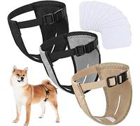 3 Pack Dog Season Pants Female Dog Nappies with 9 Sanitary Pad Adjustable Protective Trousers for Period Female pet Heat Monthly Bleeding Physiological Washable Puppy Season Pants(Large)
