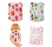 3-Pack Dog Shirts,Summer Breathable Puppy T Shirts Fruit Printed Puppy Sweatshirt Dog Soft Tank Top Sleeveless Vest Dog Clothes Fashion Apparel for Small Dogs,Cats (Pink, S)