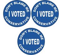 3 Pack - Don't Blame Me - I Voted Conservative - 59mm Badge - General Election/By Election Voting Polls