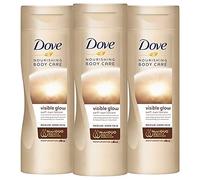 3 Pack Dove Visible Glow Self Tan Lotion Medium to Dark for Gradual Skin Tone, 400ml