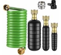 3-Pack Drain Bladder Kit,10Ft Retractable Hose, High-Pressure Pipe Cleaner For 1-6" Sinks Showers Pools, Brass Adapter & Shut-Off Valve(green)