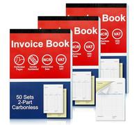 3 Pack Duplicate Invoice Book A5 Invoice Book Self Employed 50 Set Receipt Book 2-Part Carbonless 137x203mm Perforated Pages for Small and Larger Business Sales Red Blue