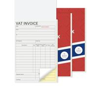 3 Pack Duplicate Invoice Book with VAT, 2-Part NCR VAT Invoice Book for Business and Sales, Office Use, 140 x 210mm, 50 Forms Each Book