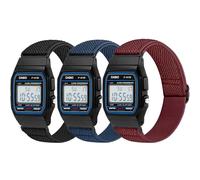 3 Pack Elastic Band Compatible with Casio F91W/Casio AE-1300/AE-1200/AE-1000/F-108/W-217H/W-218H/A158W/A168W/SGW-300H/W-800H, Adjustable Stretchy Sport Strap Comfortable Nylon Replacement Wristband