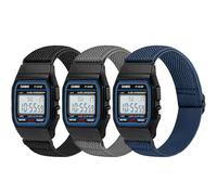 3 Pack Elastic Band Compatible with Casio F91W/Casio AE-1300/AE-1200/AE-1000/F-108/W-217H/W-218H/A158W/A168W/SGW-300H/W-800H, Adjustable Stretchy Sport Strap Comfortable Nylon Replacement Wristband