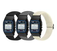 3 Pack Elastic Band Compatible with Casio F91W/Casio AE-1300/AE-1200/AE-1000/F-108/W-217H/W-218H/A158W/A168W/SGW-300H/W-800H, Adjustable Stretchy Sport Strap Comfortable Nylon Replacement Wristband