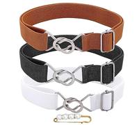 3 Pack Elastic Buckle Belt, Pearl Brooch, Casual Elastic Belt, Simple Vintage Style Thin Adjustable Length Belt for Women and Girls
