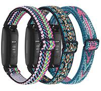 3 Pack Elastic Nylon Straps Compatible with Fitbit Inspire 3/Inspire 2/Inspire/Inspire HR Strap, Nigaee Stretchy Adjustable Fabric Breathable Replacement Straps for Women Men