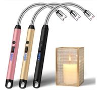 3 Pack Electric Lighter, Long Reach Candle Lighters USB Rechargeable, Arc Plasma Lighter Windproof and Flameless for BBQ, Candles, Grill and Camping