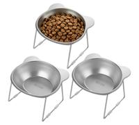 3 Pack Elevated Cat Bowls for Small Cats & Dogs, 15° Tilted Stainless Steel Raised Food Water Bowls, Whisker Fatigue Friendly Pet Dishes with Non-Slip Feet, Dishwasher Safe, 5.9 Inch