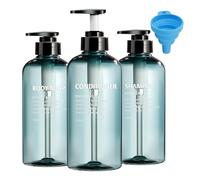 3 Pack Empty Shampoo Bottles with Pump, 500ml Refillable Shampoo Bottle, Body Wash & Shampoo Dispenser,Blue Plastic Bottles for Bathroom Kitchen