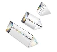 3 Pack Equilateral Crystal Prisms Set -1",2" & 4" Lengths Crystal Triangular Prism Optical Prisms Glass Physics Teaching Refracted Light Spectrum Rainbow Maker Photography Props