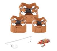 3 Pack Escape-Proof Bearded Dragon Leash - Adjustable Leather Vest and Retractable Nylon Leash, Bearded Dragons Accessories for Chameleons & Small Pets