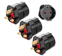 3-Pack European to UK Plug Adapter, EU Power Converter Grounded Universal Travel Adapter 3 Pin EU International From France, Italy, Spain, Germany to UK, Type G Plug (Black)
