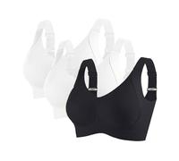 3 Pack Everyday Bras for Older Women Multipack UK Sale Clearance, Ladies Wide Strap Bra Non Wired Comfort Push Up Bras Full Coverage Bralette Solid Color Sports Bra Wireless Underwear for Ladies