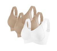 3 Pack Everyday Bras for Older Women Multipack UK Sale Clearance, Ladies Wide Strap Bra Non Wired Comfort Push Up Bras Full Coverage Bralette Solid Color Sports Bra Wireless Underwear for Ladies