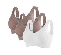 3 Pack Everyday Bras for Older Women Multipack UK Sale Clearance, Ladies Wide Strap Bra Non Wired Comfort Push Up Bras Full Coverage Bralette Solid Color Sports Bra Wireless Underwear for Ladies