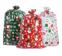 3 Pack Extra Large Christmas Bags 140cm x 90cm with Gift Tags & Tie Oversized Xmas Gift Sacks for Toys & Big Gifts (Red/Green/White)
