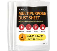 3 Pack Extra Large Plastic Dust Sheets for Decorating - 3.6m x 2.7m (12ft x for