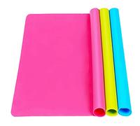 3 Pack Extra Large Silicone Sheets for Crafts, Liquid, Resin Jewelry Casting Molds Mat, Multi-Purpose Food Grade Silicone Placemat. 15.7” x 11.8” (Blue & Rose Red & Green)