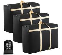 3 Pack Extra Large Storage Bags 120L Waterproof Under Bed Storage 600D Oxford Thickened Sturdy Moving Boxes Heavy Duty Bags Bedding Storage for Clothes Quilt Bedding Traveling & Moving - 90x46x26 CM