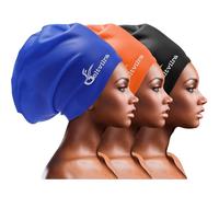 3 Pack Extra Large Swim Caps for Braids and Dreads Locs Long Hair Black Women Men Swimming Silicone Waterproof Pool