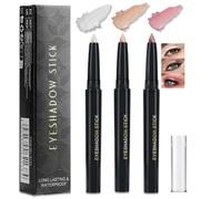 3 Pack Eyeshadow Stick & Eyeliner Pencil - Creamy, Smudge-Proof Eye Crayon with Shimmer - Twist-Up, No-Sharpen Daily Makeup Set in White, Pink & Light Brown for Mature Eyes