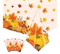 3 Pack Fall Tablecloth 54 x 108 Inch Thanksgiving Tablecloth Disposable Table Cloth Rectangle Table Plastic Table Cover for Thanksgiving Decorations Fall Party Decorations Harvest Party Table Decor