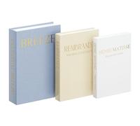 3-Pack Faux Books for Home Decor,Linen Finish Decorative Storage Boxes with Magnetic Snap Ideal for Coffee Table, Bookshelf & Mantel Display, Photo Organisation & Keepsakes (Blue + Beige + Off-White)