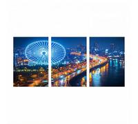 3 Pack Ferris Wheel Diamond Art Kits Adults, Night View Diamond Painting, Crystal Art Kits for Adults Paint by Numbers 12 x 8in x 3, Rhinestone Cross Stitch Embroidery Crafts Room Decor ZSHS-2689