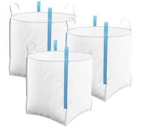 3 Pack FIBC 1 Tonne Builders Bulk Bag 85cm x 85cm x 85cm - Garden Building Waste Jumbo Ton Heavy Duty White Sack 3 Pcs