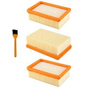 3 Pack Filter Replacement Parts, Flat Pleated Filter for Wet & Dry Vacuum Cleaner, Compatible with Karcher MV4 MV5 MV6 WD4 WD5 WD6, Includes Cleaning Brush