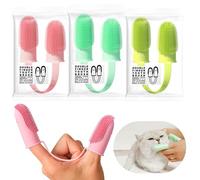 3 Pack Finger Toothbrush for Dog Cat, 135° Surround Soft Bristle, Double Finger Ergonomic Design for Easy Teeth Cleaning, Dental Care for Puppies,Cats and Small Pets
