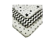 3-Pack Fitted Sheets for Bedside Cribs - Compatible with Chicco Next2Me, 55x90cm - Soft Cotton Baby Sheets, Black & White Stars & Chevron Design