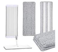 3 Pack Flat Mop Replacement Pad, 13" X 4.7" Microfiber Reusable Mop Pads Washable Mopping Pads Cleaning Mops Heads Cloth Replacement for Hardwood Floor Cleaning Wet Dry Use (White,Grey)