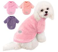 3 Pack Fleece Dog Sweatershirt for Small Medium Large Dogs (Pink+Purple+Peach, S (Back: 9.84",Chest: 14.57", Neck: 10.24"))