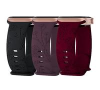 3 Pack Floral Engraved Silicone Bands Compatible with Apple Watch Band 38mm 40mm 41mm 42mm 44mm 45mm 46mm 49mm Women, Soft Sport Wildflower Strap for iWatch Ultra Series 10 9 8 SE 7 6 5 4 3 2 1