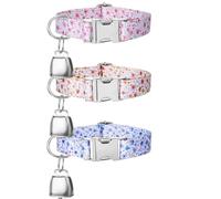 3 Pack Floral Goat Collars with Bells Adjustable Sheep Collar and Grazing Copper Bells Anti-Lost Loud Bronze Bell for Farm Animal Sheep Cow Goat Accessories