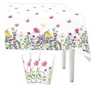 3 Pack Floral Table Cloths Wild Flowers Tablecloth 54'' x 108'', Wildflower Tablecloth Waterproof, Stain Resistant Cloth Table Cover for Baby Shower, Birthday Events, Party, Picnic Dining Decor