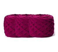 3 Pack Fluffy Chenille Chunky Yarn for Crocheting 100g(65.6yd) - Baby Yarn for Crocheting Soft - Velvet Yarns for Crochet Blanket - Amigurumi Crochet Yarns (Angola red)