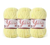3 Pack Fluffy Velvet Yarn for Crocheting，Baby Blanket Yarn for Crocheting Soft，150g(196.8yds) Amigurumi Plush Chenille Crochet Yarns，Puzzle Yarns for Crochet Weaving Craft（3 Lemon Yellow）
