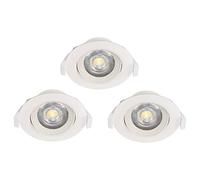 3 Pack Flush Adjustable Ceiling Downlight - White - Plastic - 5W Built-in LED - Decorative Interior Downlight Kitchen Slim Recess Light Lamp