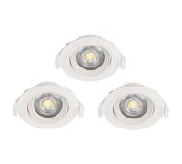 3 PACK Flush Adjustable Ceiling Downlight White Plastic 5W Built in LED Loops White One Size